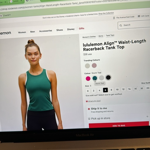 New without tags Lululemon align waist length racer back tank top - Picture 4 of 5